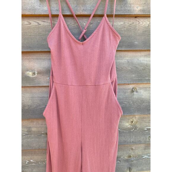 Aerie blush ribbed flared jumpsuit with pockets - Picture 2 of 5